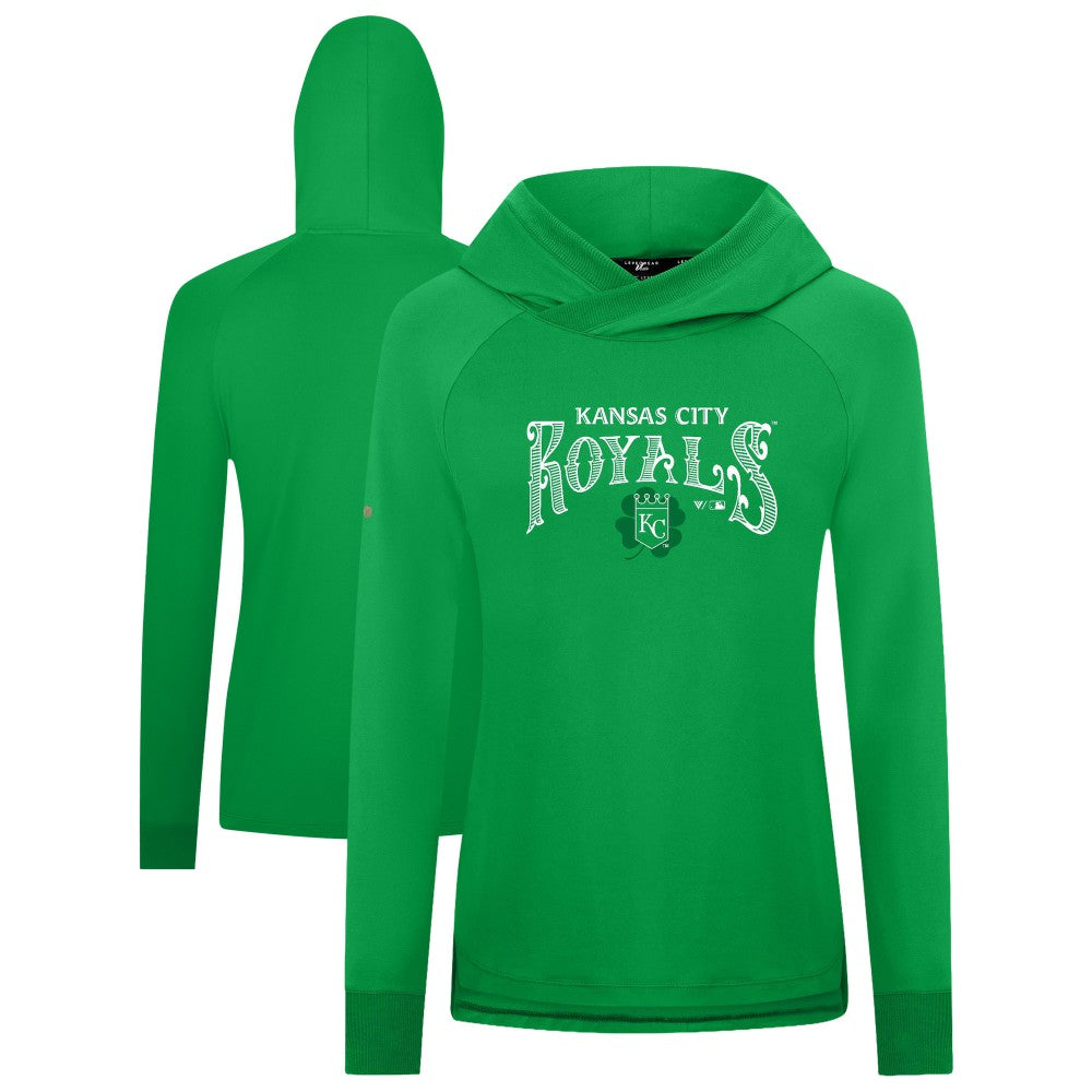 Kansas City Royals Levelwear Women's St. Patrick's Day Slender Raglan Hoodie Green