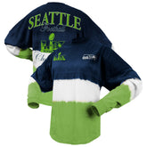 Seattle Seahawks Spirit Jersey Women's Super Bowl LX Champions Horizontal Ombre Long Sleeve T-Shirt - College Navy/Neon Green sale