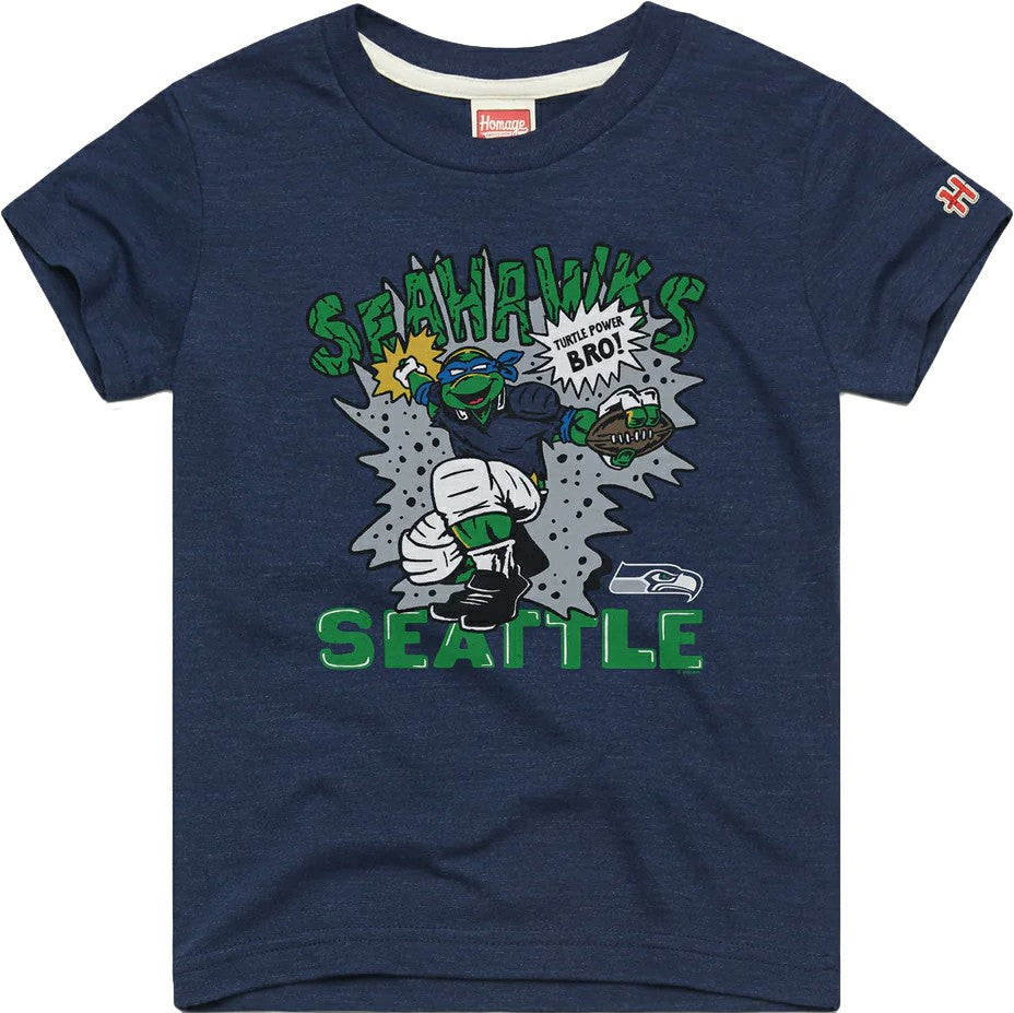 Leonardo Seattle Seahawks Homage Youth TMNT Tri-Blend T-Shirt - College Navy online