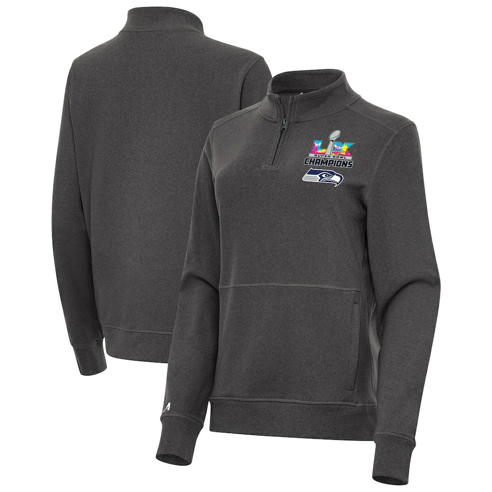 Seattle Seahawks Antigua Women's Super Bowl LX Champions Crush Quarter-Zip Pullover - Charcoal online