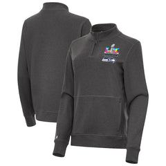 Seattle Seahawks Antigua Women's Super Bowl LX Champions Crush Quarter-Zip Pullover - Charcoal online