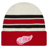 Detroit Red Wings New Era Vintage Cuffed Knit Hat - Cream/Red Hats