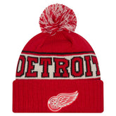 Detroit Red Wings New Era Retro Cuffed Knit Hat with Pom - Red Hats