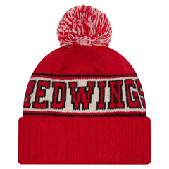 Detroit Red Wings New Era Retro Cuffed Knit Hat with Pom - Red Hats