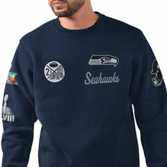 Seattle Seahawks Starter Two-Time Super Bowl Champions Classic Fleece Sweatshirt - College Navy outlet