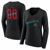 Arizona Diamondbacks Women's Hustle Personalized Name & Number Long Sleeve V-Neck T-Shirt Black