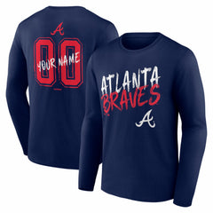 Atlanta Braves Hustle Personalized Name & Number Long Sleeve T-Shirt Navy