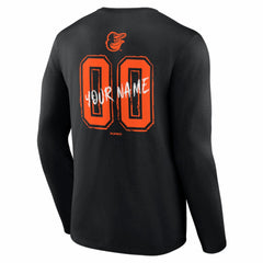Baltimore Orioles Hustle Personalized Name & Number Long Sleeve T-Shirt Black