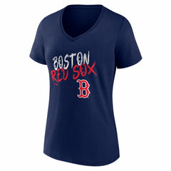 Boston Red Sox Women's Hustle Personalized Name & Number V-Neck T-Shirt Navy
