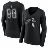 Chicago White Sox Women's Hustle Personalized Name & Number Long Sleeve V-Neck T-Shirt Black