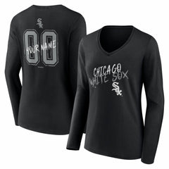 Chicago White Sox Women's Hustle Personalized Name & Number Long Sleeve V-Neck T-Shirt Black