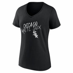 Chicago White Sox Women's Hustle Personalized Name & Number V-Neck T-Shirt Black