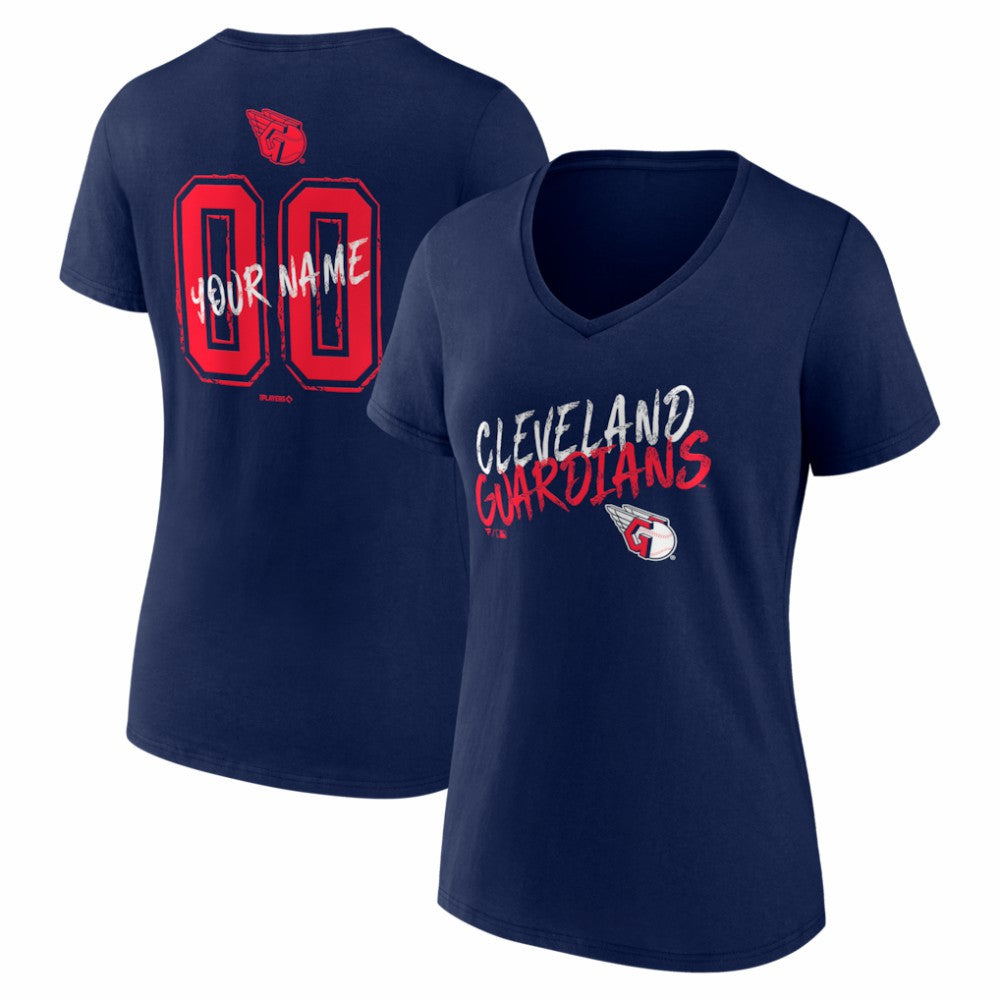 Cleveland Guardians Women's Hustle Personalized Name & Number V-Neck T-Shirt Navy