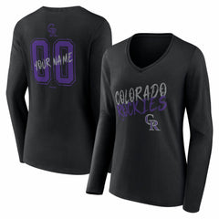 Colorado Rockies Women's Hustle Personalized Name & Number Long Sleeve V-Neck T-Shirt Black