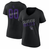 Colorado Rockies Women's Hustle Personalized Name & Number V-Neck T-Shirt Black