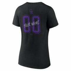 Colorado Rockies Women's Hustle Personalized Name & Number V-Neck T-Shirt Black