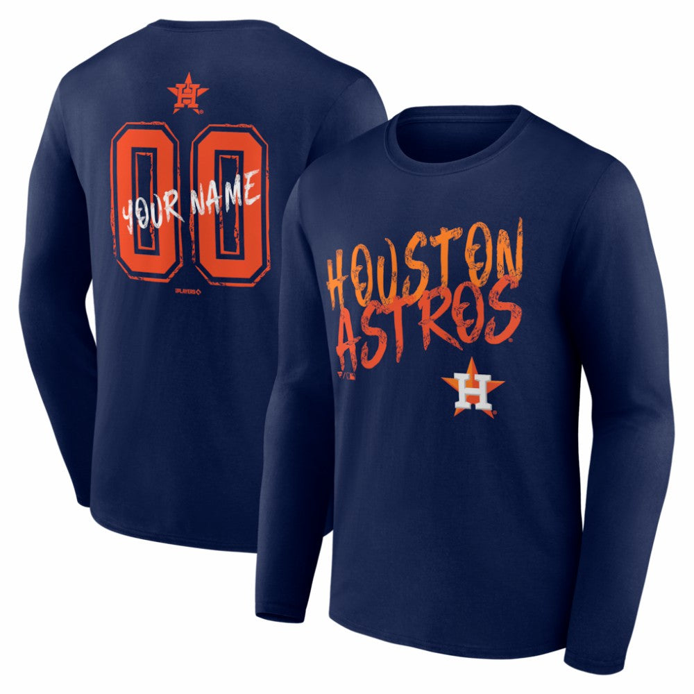 Houston Astros Hustle Personalized Name & Number Long Sleeve T-Shirt Navy