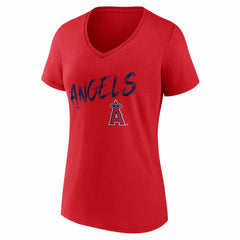 Los Angeles Angels Women's Hustle Personalized Name & Number V-Neck T-Shirt Red