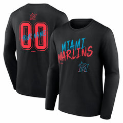 Miami Marlins Hustle Personalized Name & Number Long Sleeve T-Shirt Black