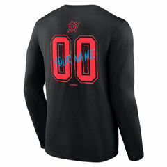 Miami Marlins Hustle Personalized Name & Number Long Sleeve T-Shirt Black