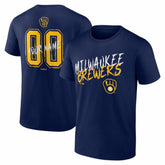 Milwaukee Brewers Hustle Personalized Name & Number T-Shirt Navy