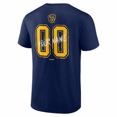 Milwaukee Brewers Hustle Personalized Name & Number T-Shirt Navy