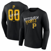 Pittsburgh Pirates Hustle Personalized Name & Number Long Sleeve T-Shirt Black