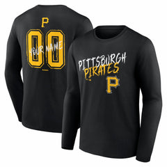 Pittsburgh Pirates Hustle Personalized Name & Number Long Sleeve T-Shirt Black