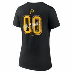 Pittsburgh Pirates Women's Hustle Personalized Name & Number V-Neck T-Shirt Black