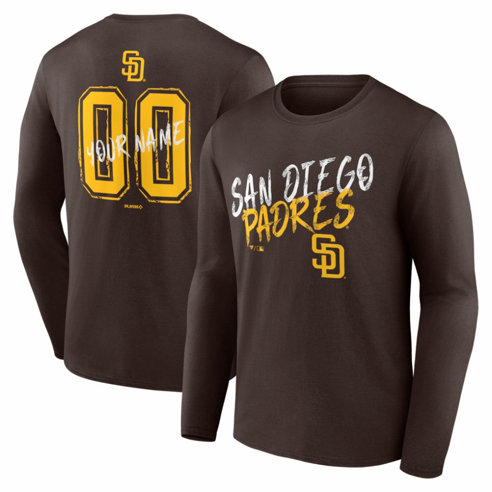 San Diego Padres Hustle Personalized Name & Number Long Sleeve T-Shirt Brown