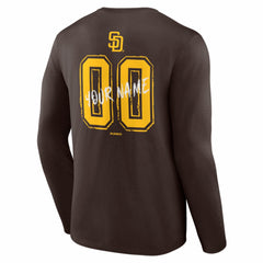 San Diego Padres Hustle Personalized Name & Number Long Sleeve T-Shirt Brown