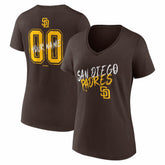 San Diego Padres Women's Hustle Personalized Name & Number V-Neck T-Shirt Brown