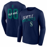 Seattle Mariners Hustle Personalized Name & Number Long Sleeve T-Shirt Navy