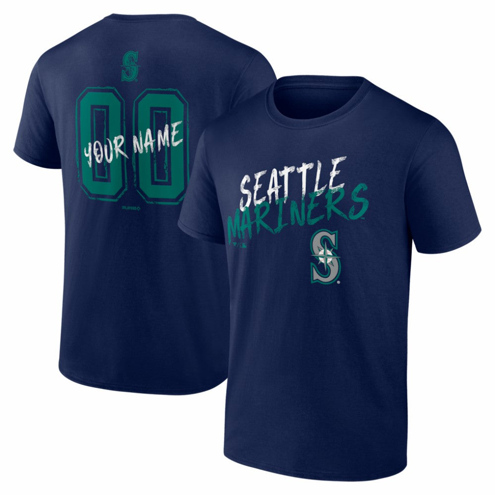 Seattle Mariners Hustle Personalized Name & Number T-Shirt Navy