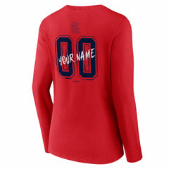 St. Louis Cardinals Women's Hustle Personalized Name & Number Long Sleeve V-Neck T-Shirt Red
