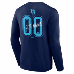 Tampa Bay Rays Hustle Personalized Name & Number Long Sleeve T-Shirt Navy
