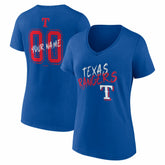 Texas Rangers Women's Hustle Personalized Name & Number V-Neck T-Shirt Royal