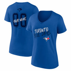 Toronto Blue Jays Women's Hustle Personalized Name & Number V-Neck T-Shirt Royal