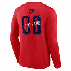 Washington Nationals Hustle Personalized Name & Number Long Sleeve T-Shirt Red