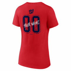 Washington Nationals Women's Hustle Personalized Name & Number V-Neck T-Shirt Red