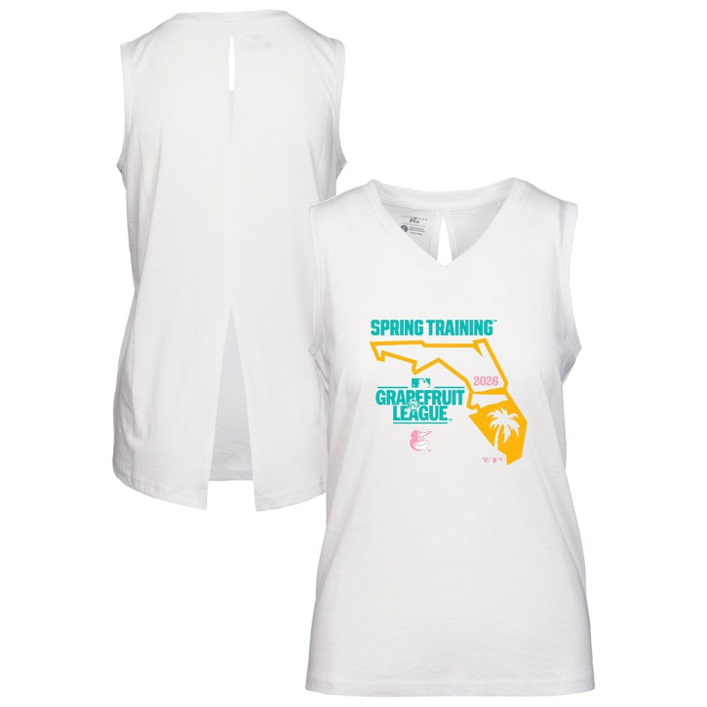Baltimore Orioles Levelwear Women's 2026 Spring Training Paisley Ball Bold Tank White