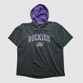 Colorado Rockies Logo 7 90s Hooded T-shirt Black Vintage