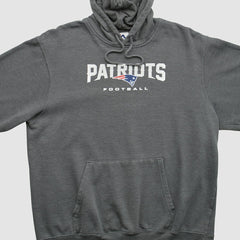 New England Patriots Majestic 2010s Hooded Pullover Sweatshirt - Charcoal Vintage on sale