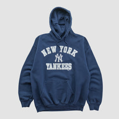 New York Yankees Stitches 2010s Hooded Pullover Sweatshirt Navy Vintage