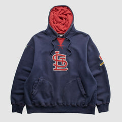 St. Louis Cardinals Majestic 2000s Hooded Pullover Sweatshirt Navy Vintage