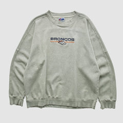 Denver Broncos Majestic 2000s Pullover Sweatshirt - Heather Gray Vintage for sale