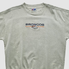 Denver Broncos Majestic 2000s Pullover Sweatshirt - Heather Gray Vintage for sale
