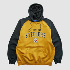 Pittsburgh Steelers Reebok 2000s Hooded Pullover Sweatshirt - Yellow Vintage for sale