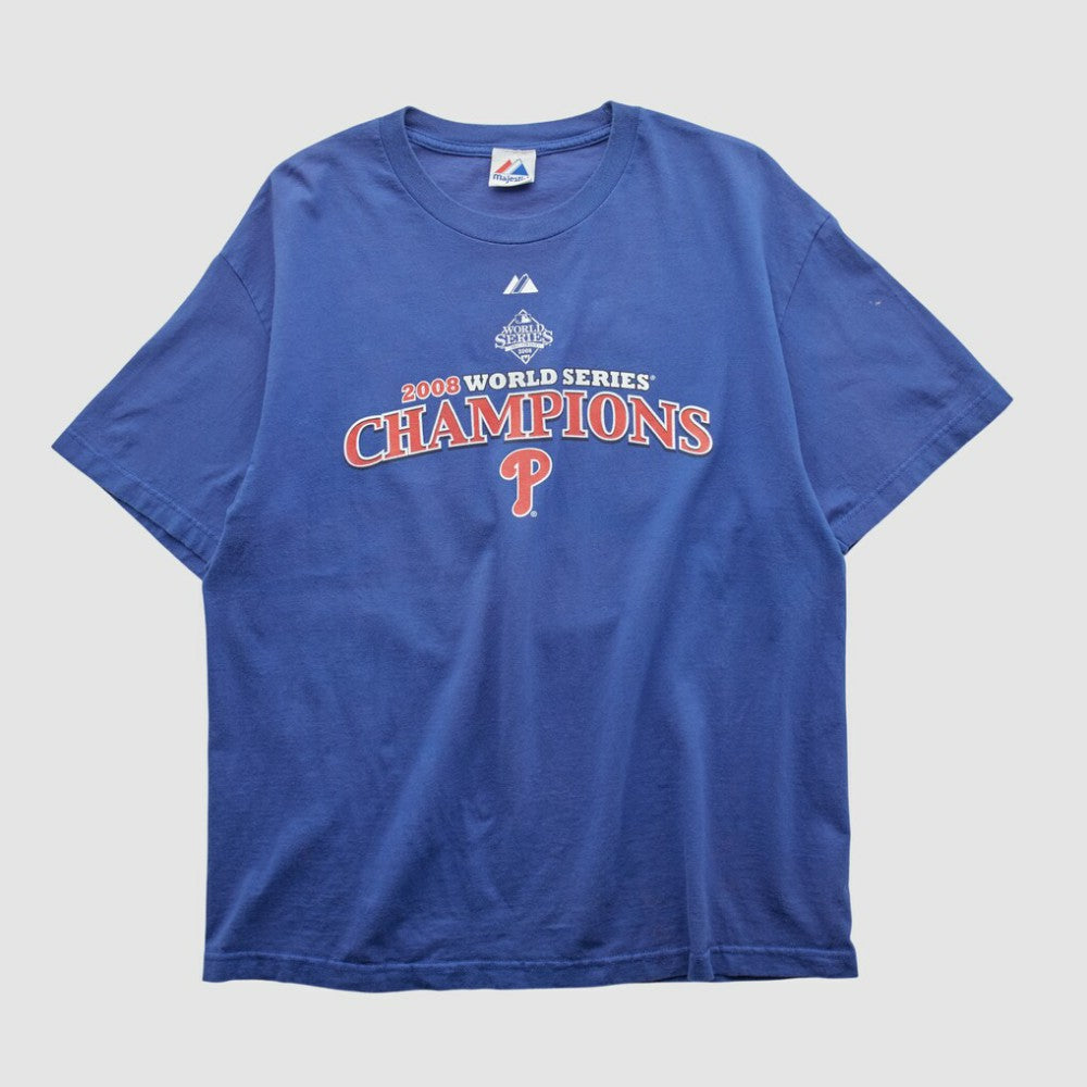 World Series Champions Majestic 2008 T-shirt Blue Vintage
