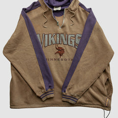 Minnesota Vikings Lee Sport 90s Hooded 1/4 Zip Sweatshirt - Clay Vintage sale